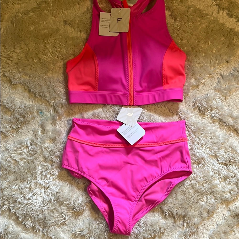 Fabletics Vibrant Pink and Coral Swimsuit